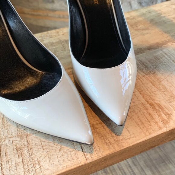 Saint Laurent Paris Ivory Patent Anja 85mm Pumps - Picture 4 of 12